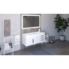 Castello Usa Nile 48" Wall Mounted White Vanity With White Top AndAnd Chrome Handles CB-MC-48W-CHR-2053-WH